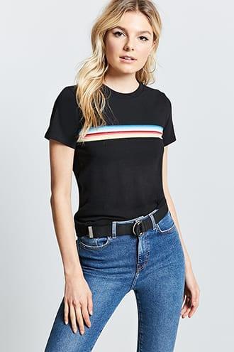 Forever21 Rainbow Striped Tee
