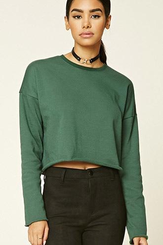 Forever21 Women's  Fleece-lined Crop Top