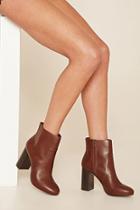 Forever21 Women's  Tan Faux Leather Ankle Booties