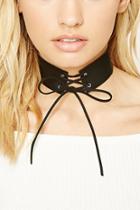 Forever21 Faux Leather Lace-up Choker