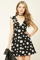 Forever21 Women's  Floral Print V-neck Swing Dress