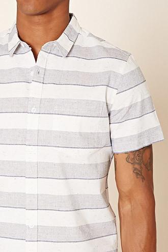 21 Men Men's  Stripe Marled Woven Shirt