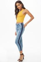 Forever21 Contrast-panel Cropped Jeans