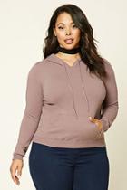Forever21 Plus Women's  Dusty Lavender Plus Size Hooded Sweater