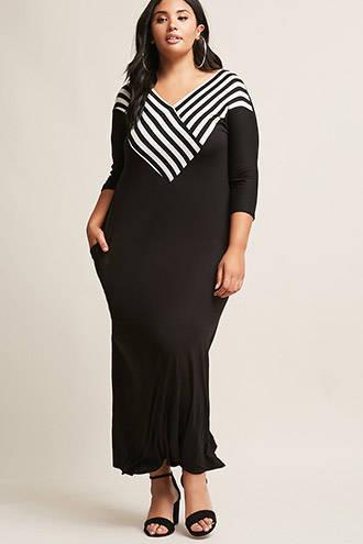 Forever21 Plus Size Stripe Trim Maxi Dress