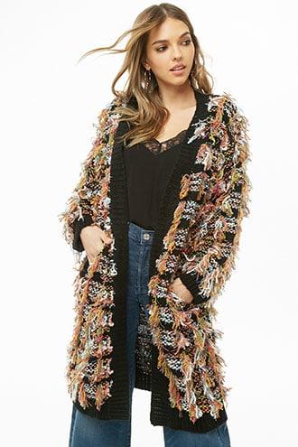 Forever21 Multicolor Fringe Knit Cardigan