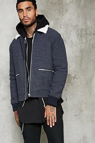 21 Men Men's  Woolen Sherpa Jacket