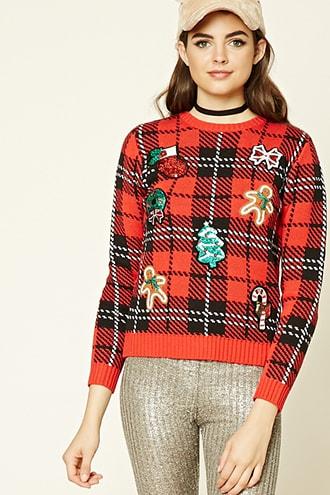 Forever21 Sequined Patch Holiday Sweater