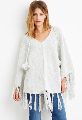 Love21 Women's Contemporary Tasseled-hem Poncho
