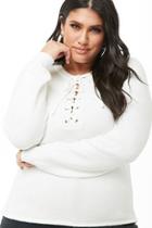 Forever21 Plus Size Grommet Lace-up Sweater