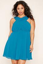 Forever21 Plus Women's  Teal Plus Size Crisscross Dress