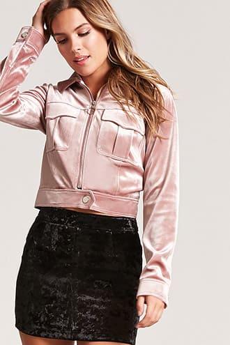 Forever21 Snap-button Velvet Jacket