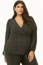 Forever21 Plus Size Crepe Grid Print Wrap Top
