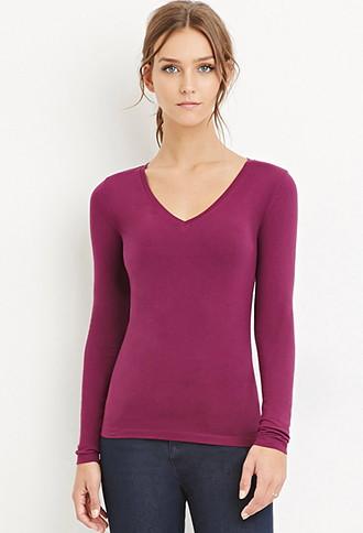 Forever21 Women's V-neck Top (dark Purple)