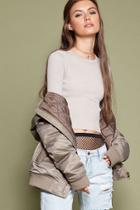Forever21 Women's  Taupe Cropped Ribbed Sweater