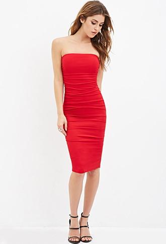 Forever21 Strapless Ruched Bodycon Dress