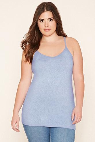Forever21 Plus Women's  Heather Denim Plus Size V-neck Cami