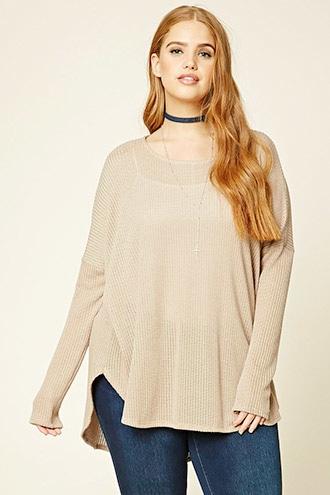 Forever21 Plus Women's  Tan Plus Size High-low Top