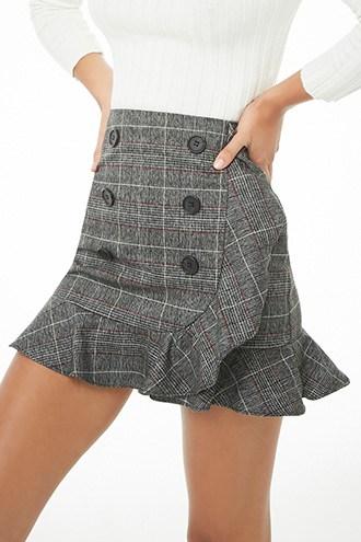 Forever21 Double-breasted Plaid Mini Skirt