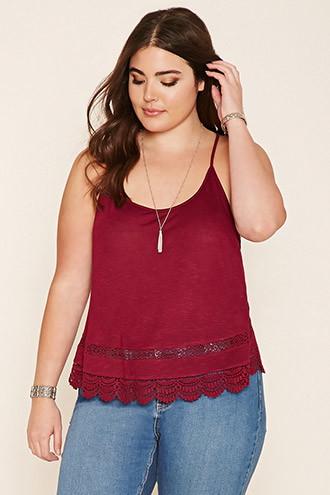 Forever21 Plus Women's  Plus Size Lace-panel Cami