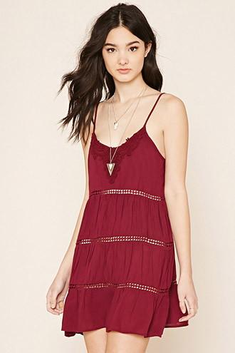 Forever21 Women's  Crochet Gauze Cami Dress