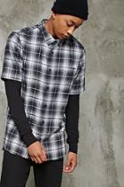 21 Men Men's  Grey & Black Slim-fit Flannel Shirt