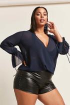 Forever21 Plus Size Sheer Plunging High-low Top
