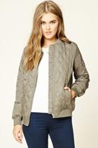 Forever21 Women's  Grey Quilted Bomber Jacket