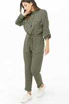 Forever21 Button-front Drawstring Jumpsuit