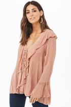 Forever21 Flounce Lace-up Top