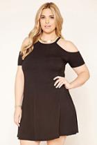 Forever21 Plus Women's  Black Plus Size Open-shoulder Dress