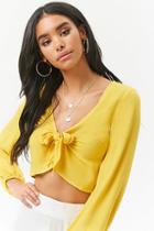 Forever21 Tie-front Peasant Crop Top