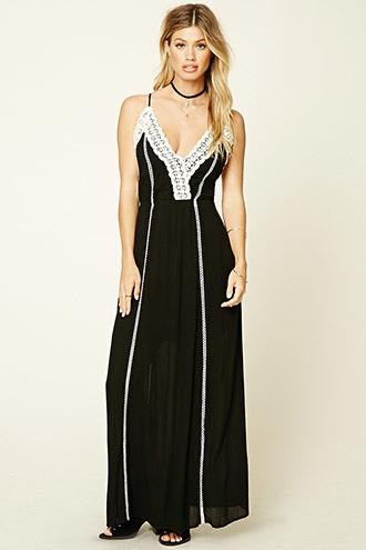 Forever21 Women's  Surplice Lace Maxi Dress