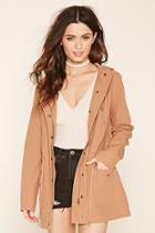 Forever21 Women's  Camel Canvas Drawstring Parka