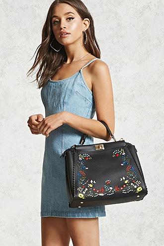 Forever21 Floral Embroidered Satchel