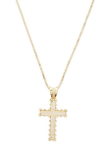 Forever21 Men King Ice Rhinestone Cross Pendant Necklace