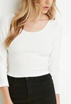 Forever21 Women's  Classic Ribbed Crop Top (cream)