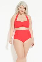Forever21 Plus Women's  Tangerine Plus Size Ruched High-waisted Bikini Bottom