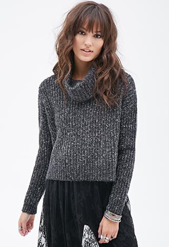 Forever21 Boxy Turtleneck Sweater Black/grey Small