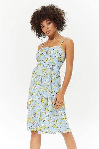 Forever21 Button Front Floral Midi Dress