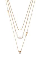 Forever21 Faux Stone Necklace Set (gold/pink)