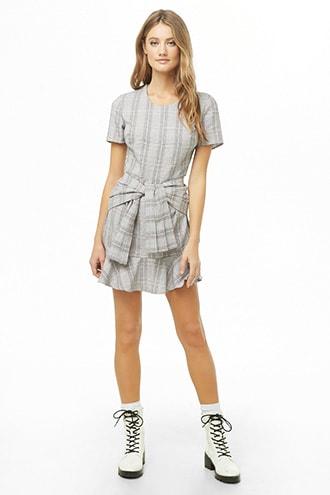 Forever21 Glen Plaid Ruffle-trim Dress
