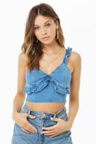 Forever21 Ruffle Chambray Crop Top