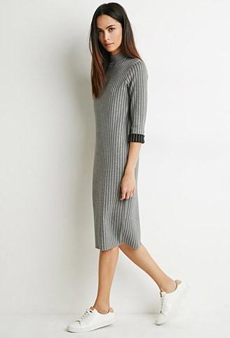 Love21 Pinstriped Sweater Shift Dress