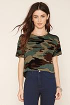 Forever21 Women's  Camo Cropped Tee