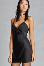 Forever21 Women's  Black Lace-trim Slip Dress