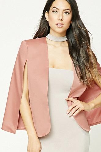 Forever21 Women's  Mauve Sateen Cape Blazer