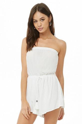 Forever21 Tasseled Front Tube Romper