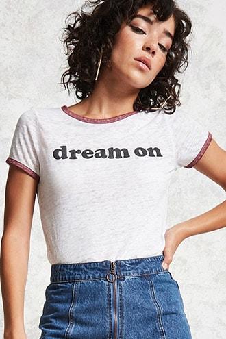 Forever21 Dream On Graphic Ringer Tee