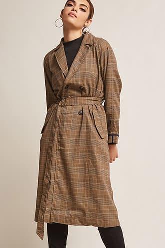 Forever21 Glen Plaid Trench Coat